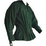 Chemises d'automne vertes à carreaux en flanelle sans repassage à manches longues Taille XL look médiéval pour homme 