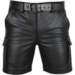 Shorts en cuir d'automne noirs en cuir Taille 5 XL look sexy pour homme 
