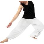 Hommes Super Soft Modal Harem Yoga Pilates Pantalon Bouffant Casual Sarouel Elastique Sport Pantalons Blanc L