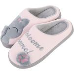 Chaussons peluche Hoomall roses à motif chats Pointure 39 look fashion pour femme 