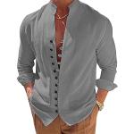 Chemises saison été Hoomall grises sans repassage à manches longues Taille XXL look casual pour homme 