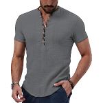 Chemises saison été Hoomall grises sans repassage à manches longues Taille XXL look casual pour homme 