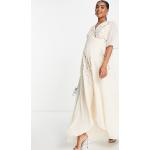 Robes de mariée col v blanches à fleurs à perles Taille M classiques pour femme en promo 
