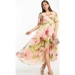Robes de grossesse longues multicolores à fleurs à manches courtes Taille XS look chic pour femme en promo 