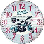 Horloges murales bleues en métal à motif moto 