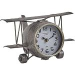 Horloge de Table à Poser en Forme d'Avion en Acier Argenté avec Réveil Idée Cadeau et Accessoire Déco pour Intérieurs Industriels Beliani