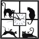 Horloges silencieuses noires à motif chats modernes 