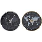 Horloges murales argentées en aluminium imprimé carte du monde 
