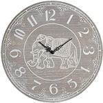Horloges murales blanches en bois à motif éléphants 