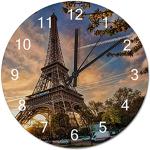Horloges silencieuses marron en verre Tour Eiffel 