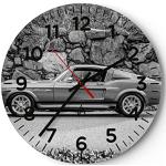 Horloges silencieuses blanches en verre à motif voitures Ford Mustang scandinaves 