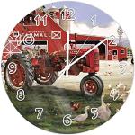 Horloges murales rouges à motif tracteurs 