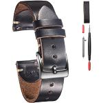 Bracelets de montre noirs finition satinée look sportif en cuir pour homme 