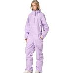 Combinaisons de ski d'hiver violettes en polyester imperméables coupe-vents respirantes Taille L look fashion pour femme en promo 