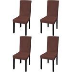 Housse de chaise droite extensible 4 pcs marron DEC022375