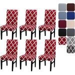 Housses de chaise rouges à rayures extensibles en lot de 4 modernes 