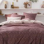 Housses de couette Essix violettes en coton percal 240x220 cm style campagne 
