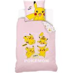 Housses de couette rose pastel en coton Pokemon Pikachu 140x200 cm pour enfant 