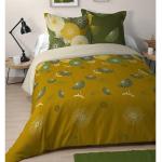 Housses de couette Lovely Casa jaune moutarde à fleurs en coton à motif fleurs 260x240 cm 2 places 