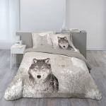 Linge de lit en coton à motif loups 200x200 cm 2 places 