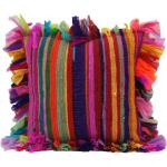Taies d'oreiller multicolores à rayures en coton 45x45 cm 