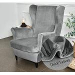 Housses de fauteuil gris anthracite en velours extensibles en promo 