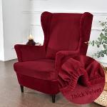 Housses de fauteuil rouges en velours extensibles 