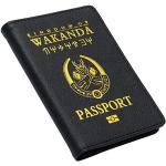 Porte-passeports noirs à rayures en cuir synthétique à motif panthères look fashion pour femme 