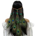 Serre-têtes plume verts Tailles uniques look hippie pour femme 