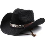 Chapeaux de cowboy noirs en paille 58 cm Taille XL look fashion pour homme 