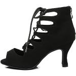 Chaussures de danse de salon noires en daim Pointure 38 look fashion pour femme 