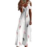 Robes longues bohèmes de mariage blanches à fleurs à manches courtes à épaules dénudées Taille M plus size style bohème pour femme 