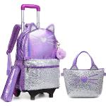 Cartables violets en aluminium à roulettes à roulettes look fashion pour fille 