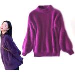 Pullovers violets en peluche à manches longues Tailles uniques look fashion pour femme 