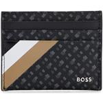 Porte-cartes bancaires de créateur HUGO BOSS BOSS noirs à rayures en tissu look fashion pour homme en promo 