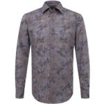 Chemises cintrées de créateur HUGO BOSS BOSS grises à fleurs en popeline stretch col kent Taille 3 XL look casual pour homme 