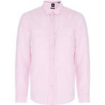 Chemises de créateur HUGO BOSS BOSS roses en lin en lin à manches longues Taille 3 XL look casual pour homme 