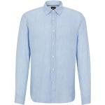 Chemises de créateur HUGO BOSS BOSS bleues en lin à manches longues à manches longues Taille 3 XL pour homme 
