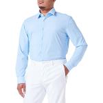 Chemises cintrées bleues en jersey stretch à manches courtes col kent Taille XS look fashion pour homme en promo 