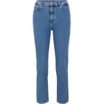 Jeans droits bleus en denim stretch look casual pour femme 