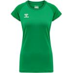 T-shirts col rond Hummel Core verts en polyester respirants à manches courtes à col rond Taille M pour femme en promo 
