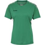 Maillots de sport Hummel Tech Move verts en polyester respirants à manches courtes à col en U Taille S pour femme en promo 