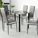 Chaises en cuir gris acier en cuir synthétique en lot de 4 contemporaines 