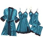Pyjamas combinaisons pour la Saint-Valentin bleu marine à carreaux en satin à motif ours bio Taille L plus size look sexy pour femme 