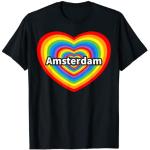 T-shirts I love noirs à motif Amsterdam Taille S classiques pour homme 