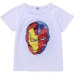 T-shirts à manches courtes à paillettes enfant Captain America lavable en machine look fashion 