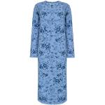 Chemises de nuit longues bleues à fleurs en coton Taille 3 XL look fashion pour femme 