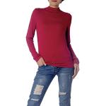 T-shirts col roulé rouge bordeaux à manches longues à col roulé Taille S look fashion pour femme 