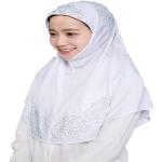 Hijabs blancs à strass Tailles uniques look fashion pour femme 