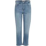 Jeans droits Ichi bleues claires stretch look fashion pour femme en promo 